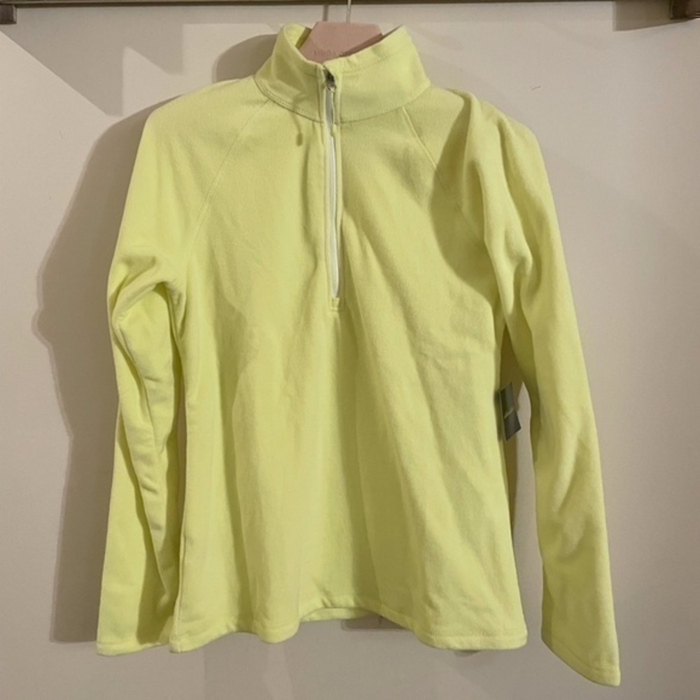 NWT Eddie Bauer Neon Yellow Fleece Pullover Zip Up Shirt Women Small